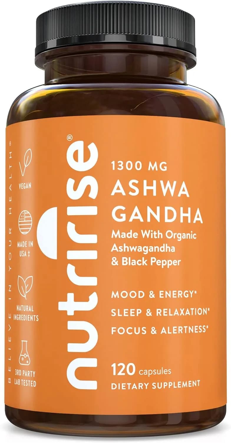 NutriRise NutriRise Organic Ashwagandha, 1300 mg, 120 Capsules
