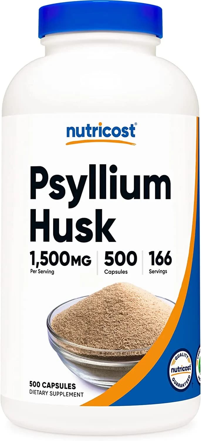 Psyllium Husk Per Serving, 1500 mg, 500 Capsules by NutriCost