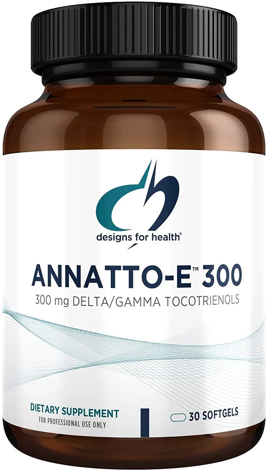 Designs for Health Annatto-E 300 - Groundbreaking Vitamin E Supplement with Delta + Gamma Tocotrienols - Cardiovascular + Antioxidant Support - Non-GMO, No Soy (30 Softgels) أناتو فيتامين ھ 300 مجم ، دلتا وجاما توكوترينول ، لصحة القلب والأوعية الدموية ، ومضاد للأكسدة ، 30 سوفت جيل