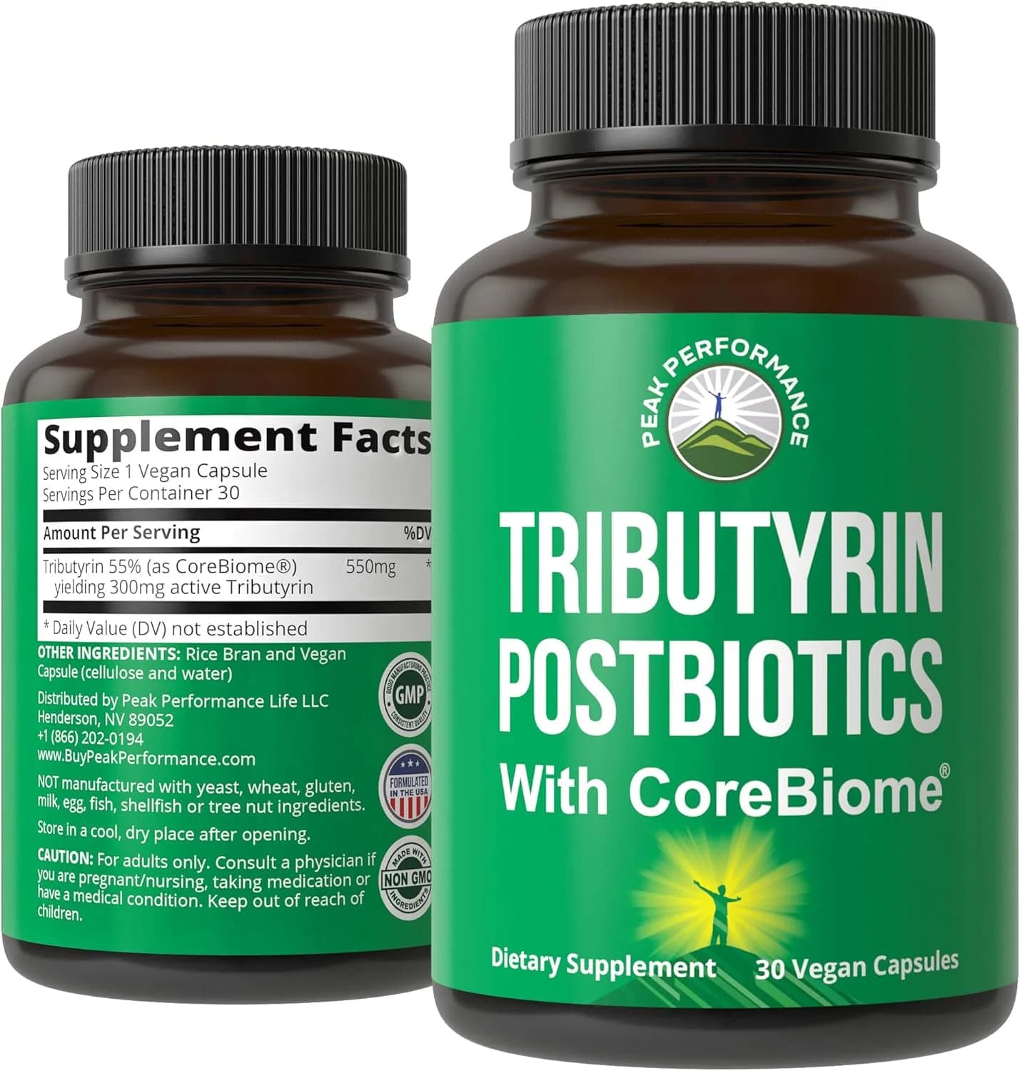 CoreBiome Tributyrin Postbiotic Advanced Gut Barrier Support, 30 Capsules by Peak Performance