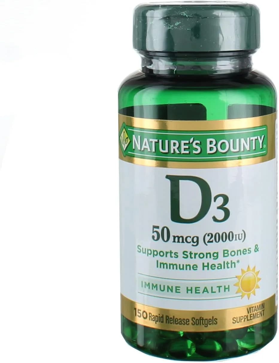 Nature's Bounty Vitamin D, Supports Immune Health & Bone Health, 2000IU Vitamin D3, 150 Softgels