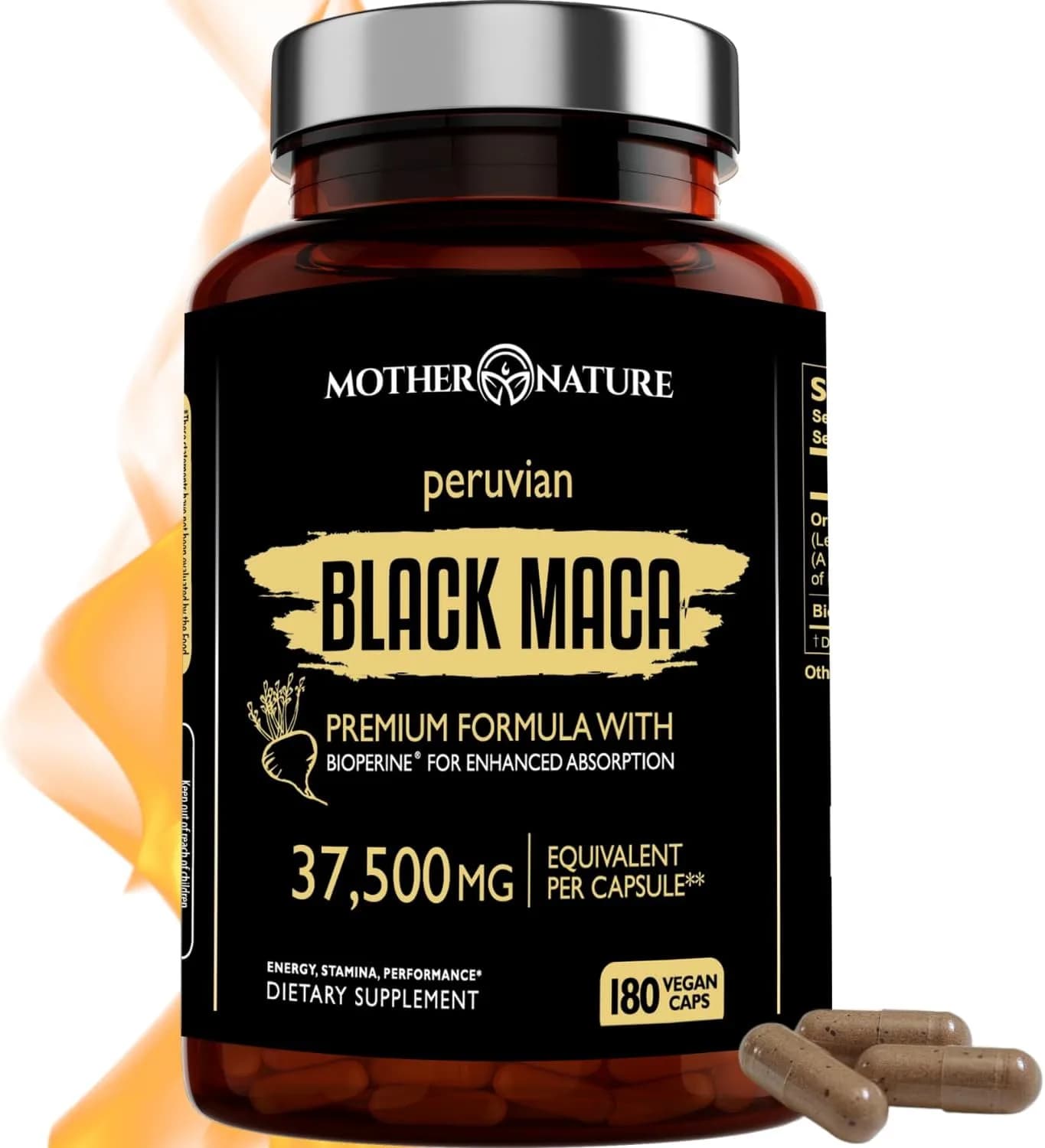 Mother Nature Organic Black Maca Root, 750 mg, 180 Vegan Capsules by Mother Nature