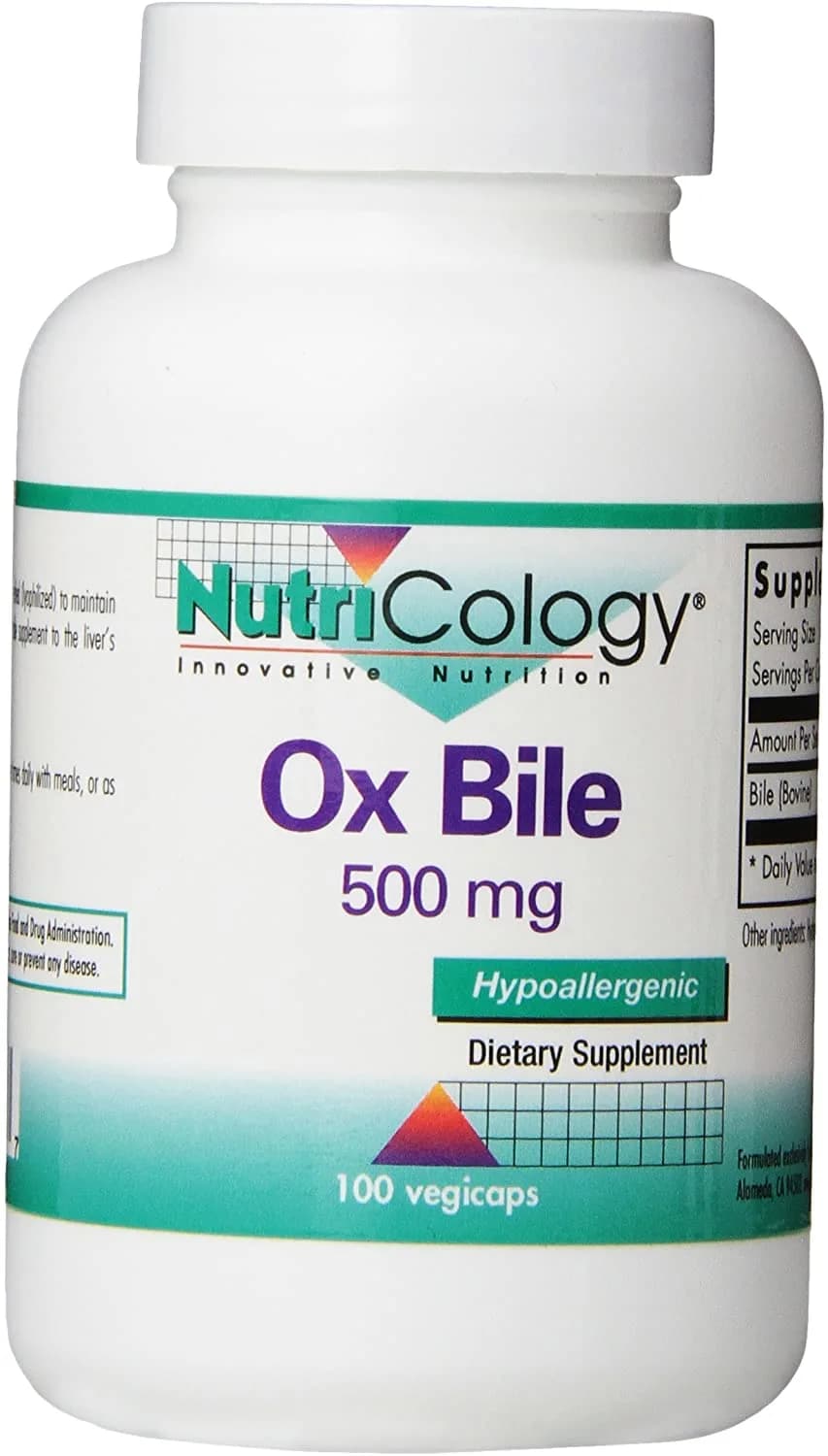 Ox Bile Fat Digestion & Liver Support, 100 Capsules by NutriCology