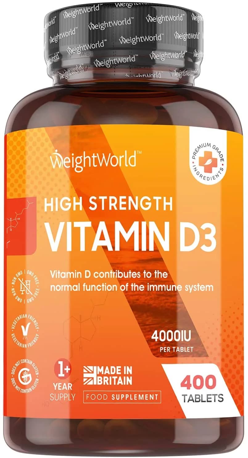 WeightWorld Vitamin D3 Tablets, 4000 IU - 400 Tablets - 1 Tablet Every 4 Days - Vegetarian & Tested Ingredients - 100% Pure Cholecalciferol Vit D - Dietary Supplement for Young & Old فيتامين د3 4000 وحدة دولية 400 قرص