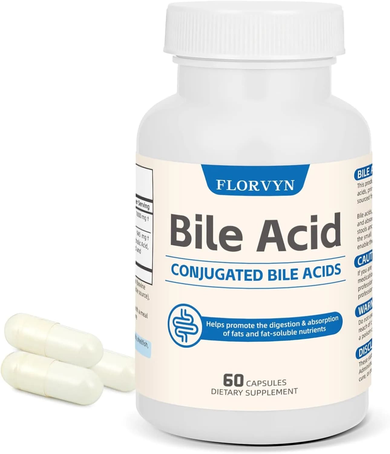 Florvyn Conjugated Bile Acid, 1000 mg, 60 Capsules
