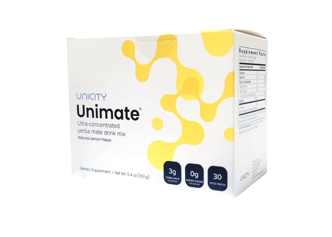 Unicity Unimate Natural Lemon—Ultra Concentrated Yerba Mate Drink Mix (30 Packets)
