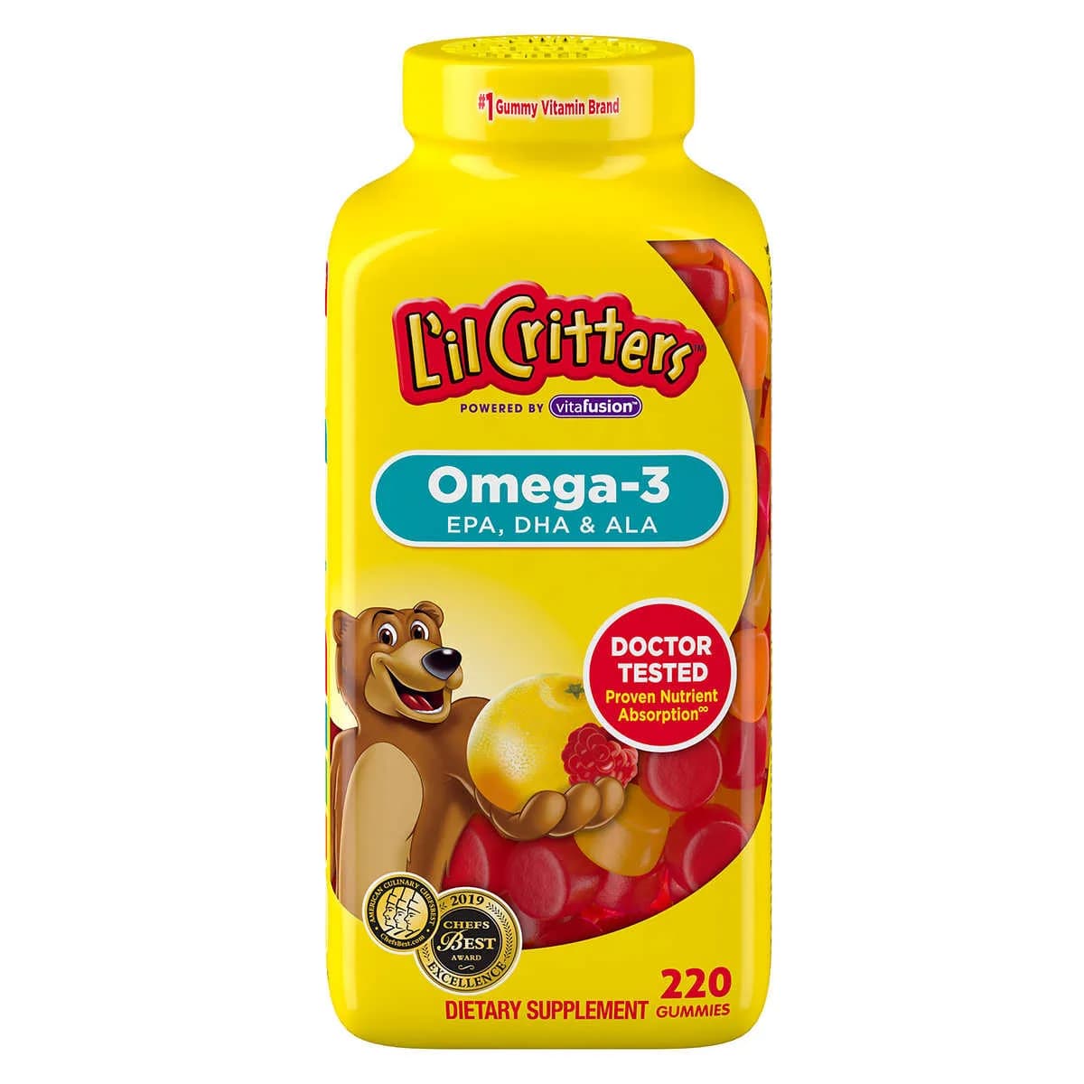 L’il Critters Omega-3 DHA – 220 Gummy Bears for Kids