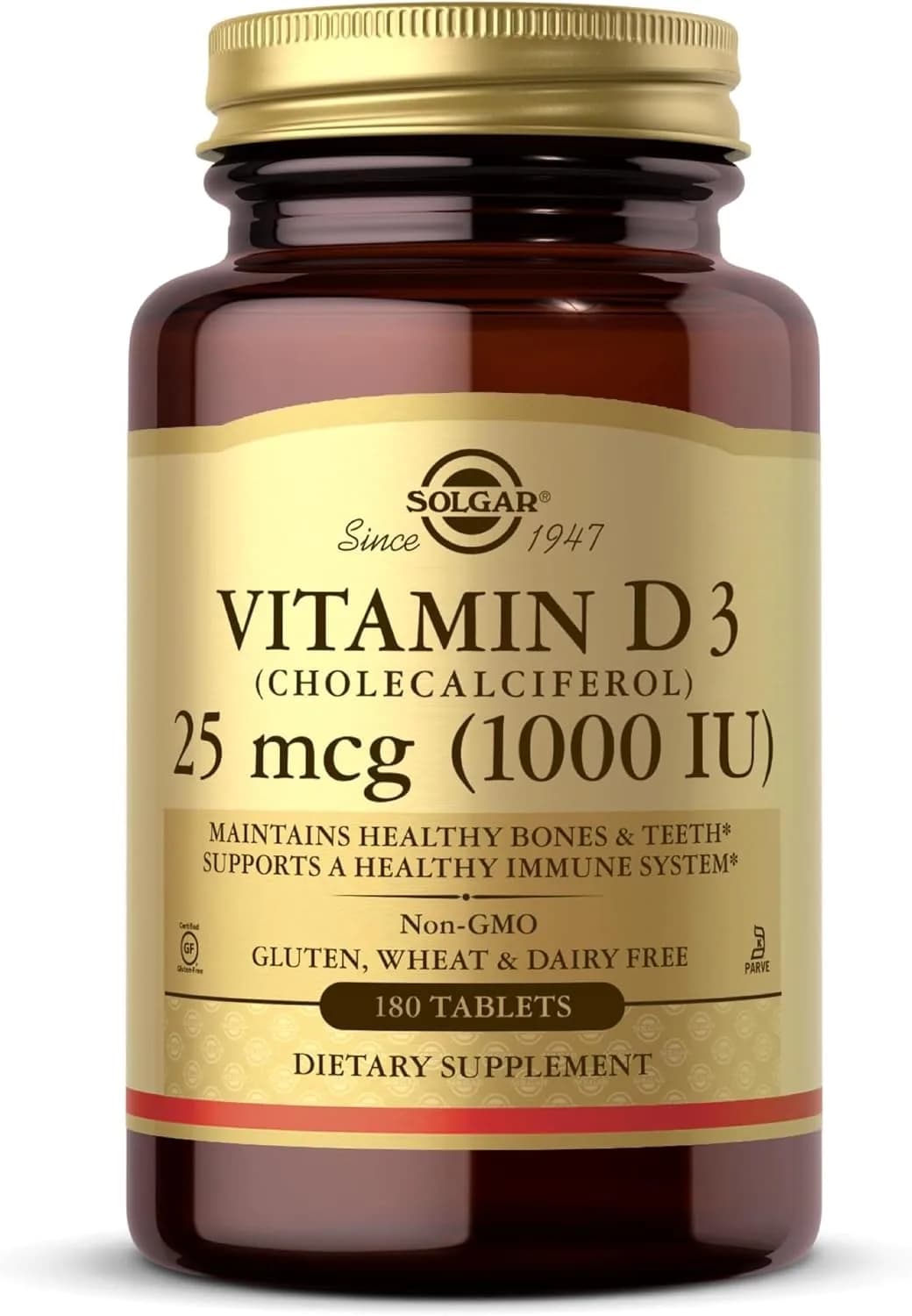 Solgar Vitamin D3 (Cholecalciferol) 25 mcg (1000 IU) – 180 Tablets