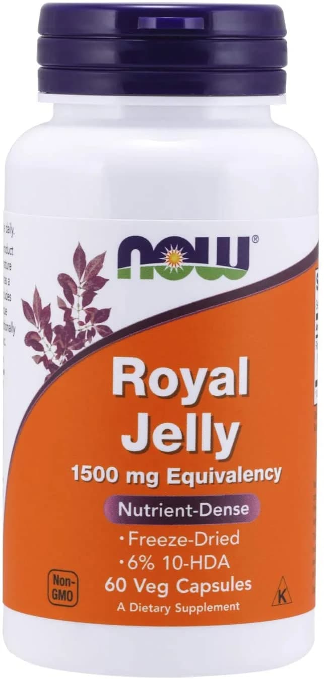 Royal Jelly With 10-Hda (Hydroxy-D-Decenoic Acid), 1500 mg, 60 Veg Capsules by NOW