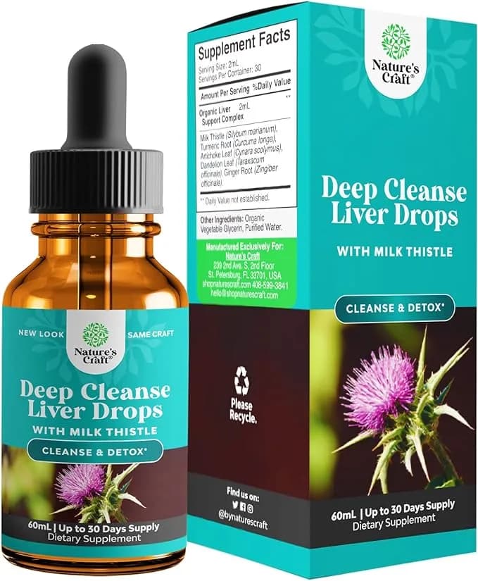 Liver Support Milk Thistle Tincture - Liquid Herbal Supplement with Artichoke Extract for Liver Cleanse Detox & Repair