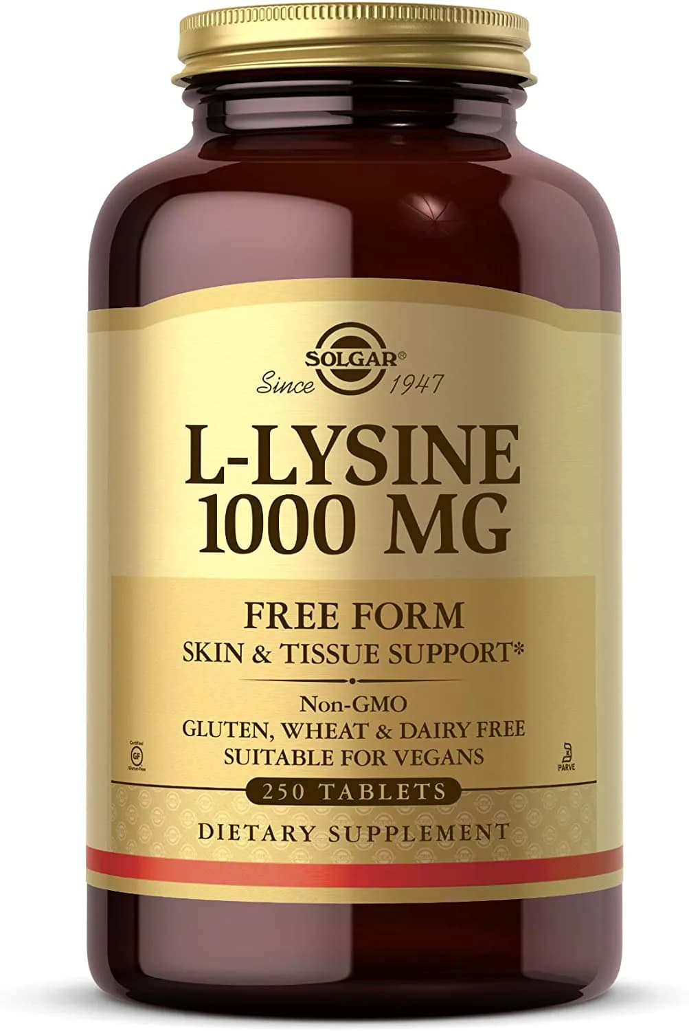L-Lysine Tablets Supports Healthy Skin and Lips, 250 Capsules by Solgar