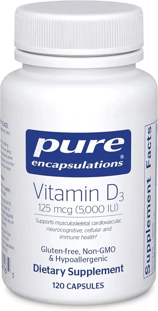 Vitamin D3 (5,000 IU) Bone & Immune, 125 mcg, 120 Capsules by PURE ENCAPSULATIONS