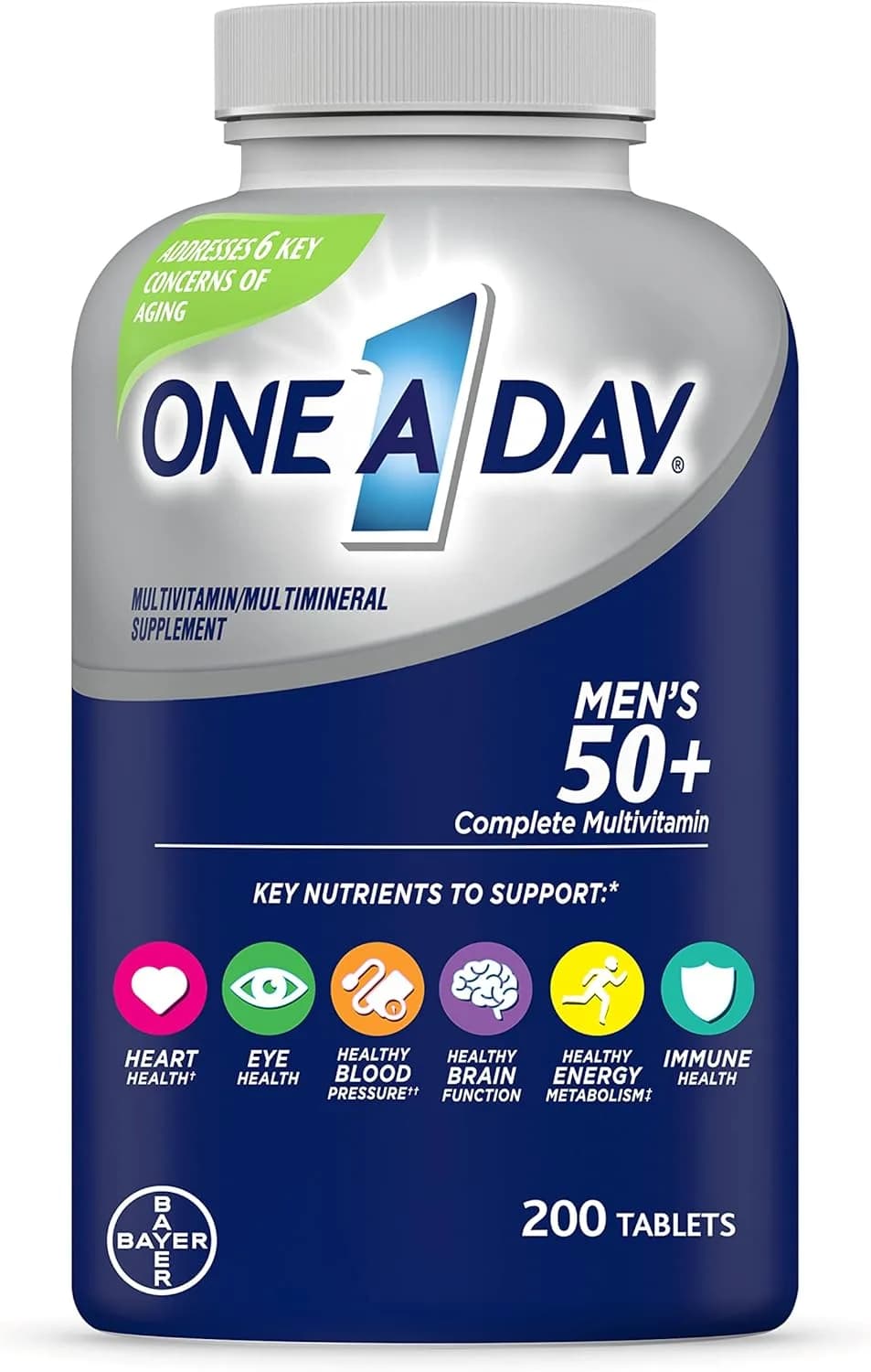 One A Day Men’s 50+ Healthy Advantage Multivitamin, Multivitamin for Men with Vitamins A, C, E, B6, B12, Calcium and Vitamin D, Tablet, 200 Count