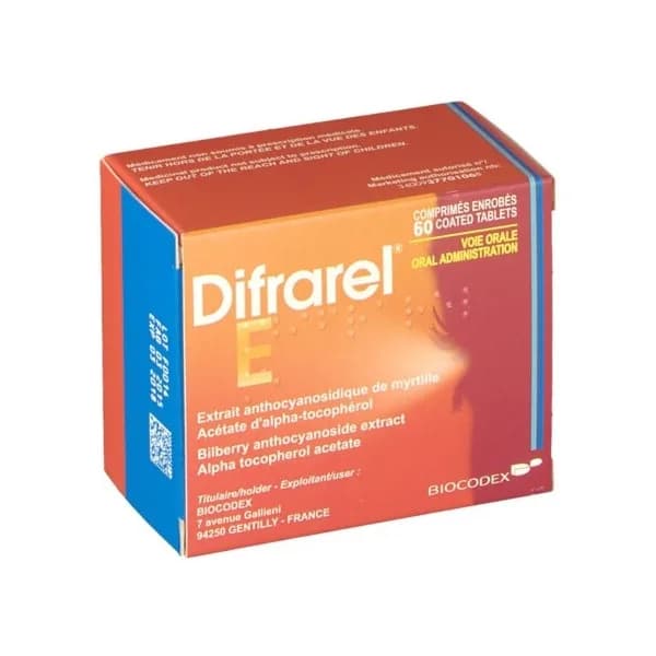 Difrarel E Bilberry Extract and Vitamin E, 60 Tablets
