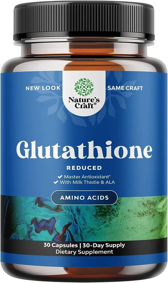 Reduced Glutathione Supplement with Glutamic Acid - L Glutathione 500mg with Silymarin Milk Thistle Extract ALA Alpha Lipoic Acid Complex for Liver Support Skin Complexion Immunity & Brain Health