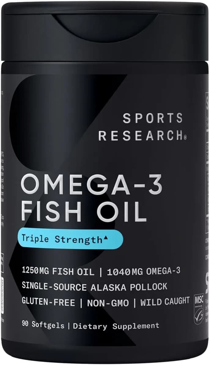 Sports Research Triple Strength Omega 3 Fish Oil 1250 mg, 90 Softgels
