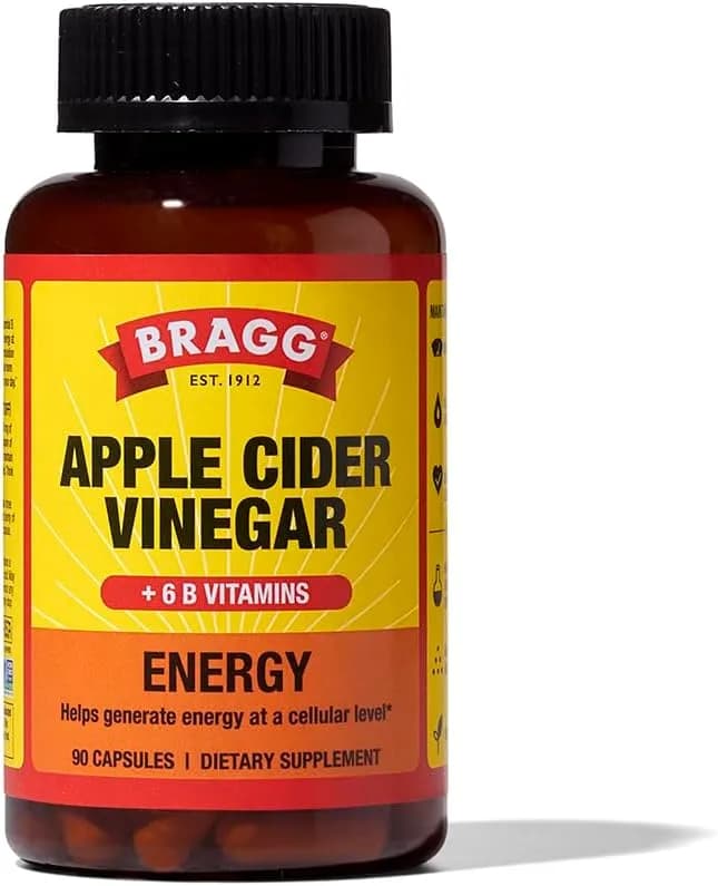 Bragg Bragg Apple Cider Vinegar Energy Capsules | ACV + B6 Metabolic Support | 90 Capsules