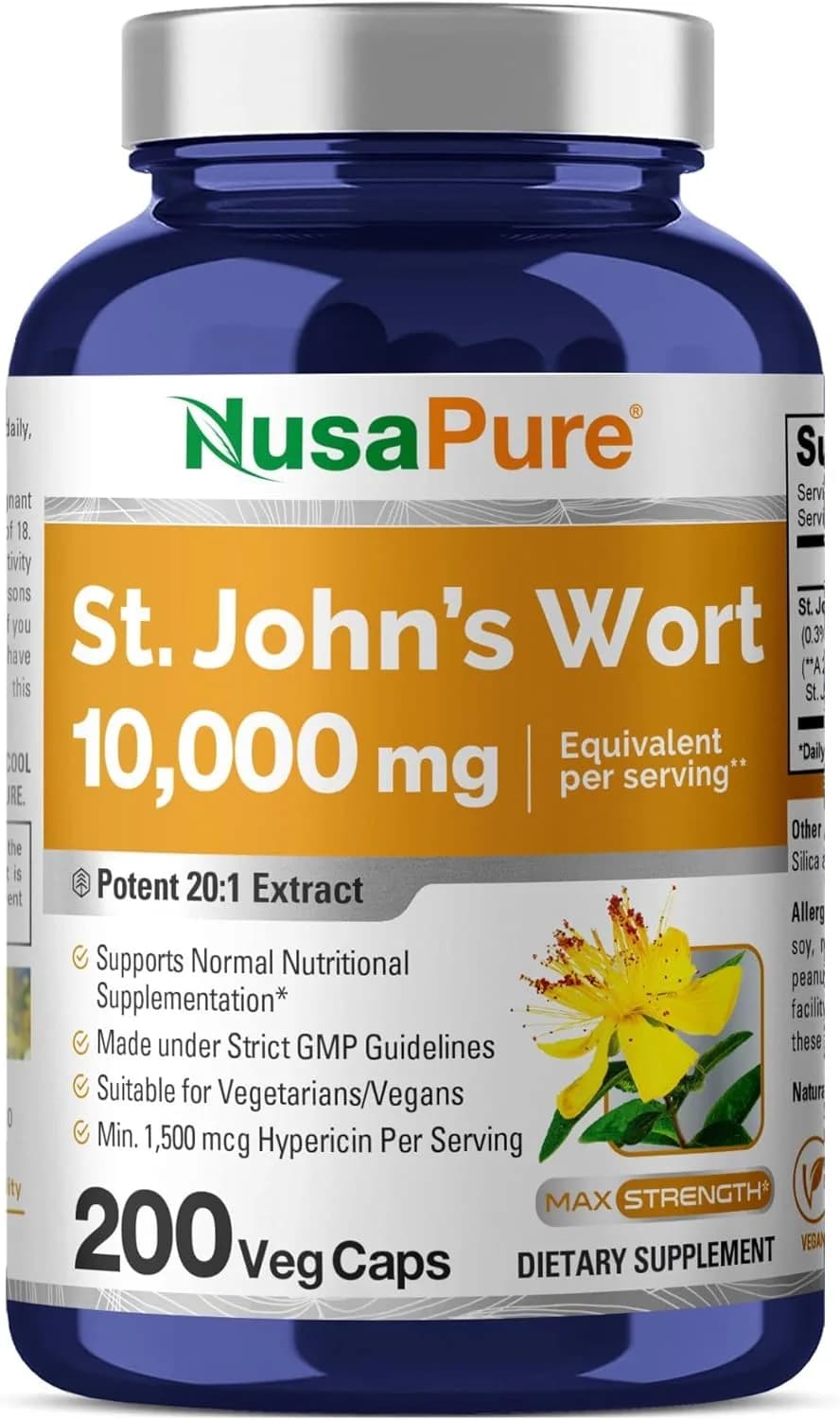 St. John's Wort, 10000 mg, 200 Capsules by Nusapure