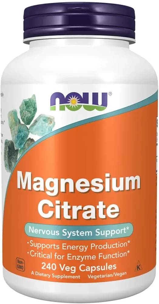 Magnesium Citrate Energy Enzyme & Nerve Support, 240 Capsules by NOW