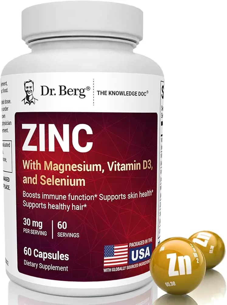 Dr Berg's Zinc Chelated Zinc + Magnesium D3, 30 mg, 60 Capsules by Dr Berg's