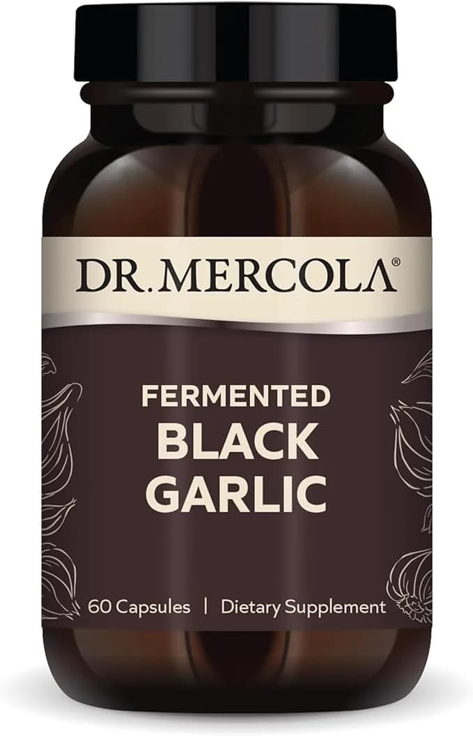 Dr. Mercola Fermented Black Garlic, 30 Servings (60 Capsules), Supports Immune and Blood Pressure Health