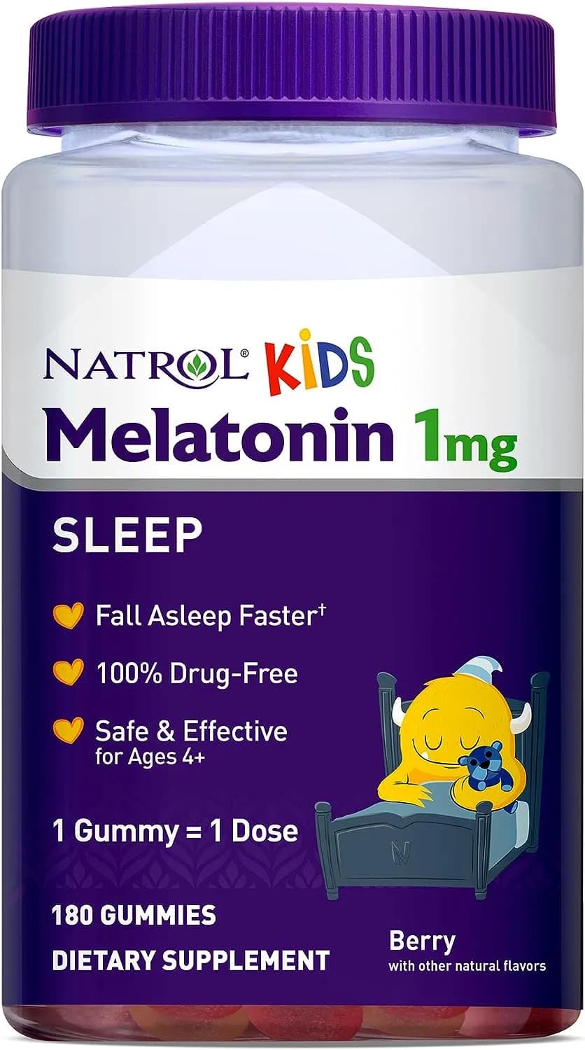 Natrol Kids Melatonin 1mg, Dietary Supplement for Restful Sleep, 180 Berry-Flavored Gummies, 180 Day Supply