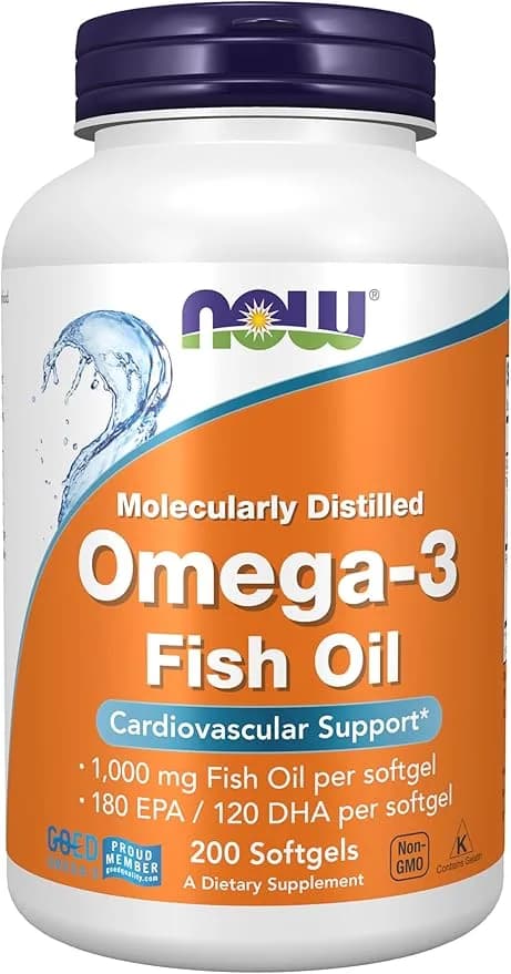 now NOW Foods Omega-3 | Molecularly Distilled Fish Oil 1000mg | 200 Caps