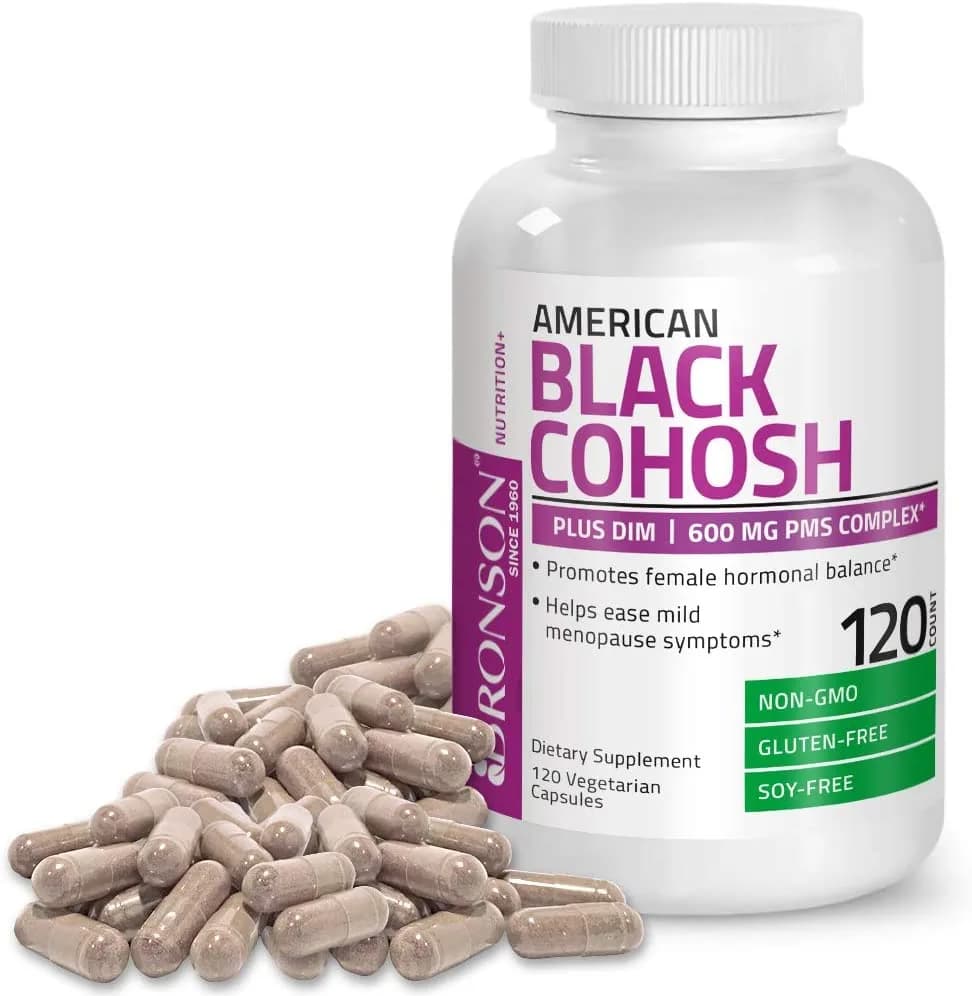 American Black Cohosh Plus DIM PMS, 600 mg, 120 Veg Capsules by BRONSON Vitamins
