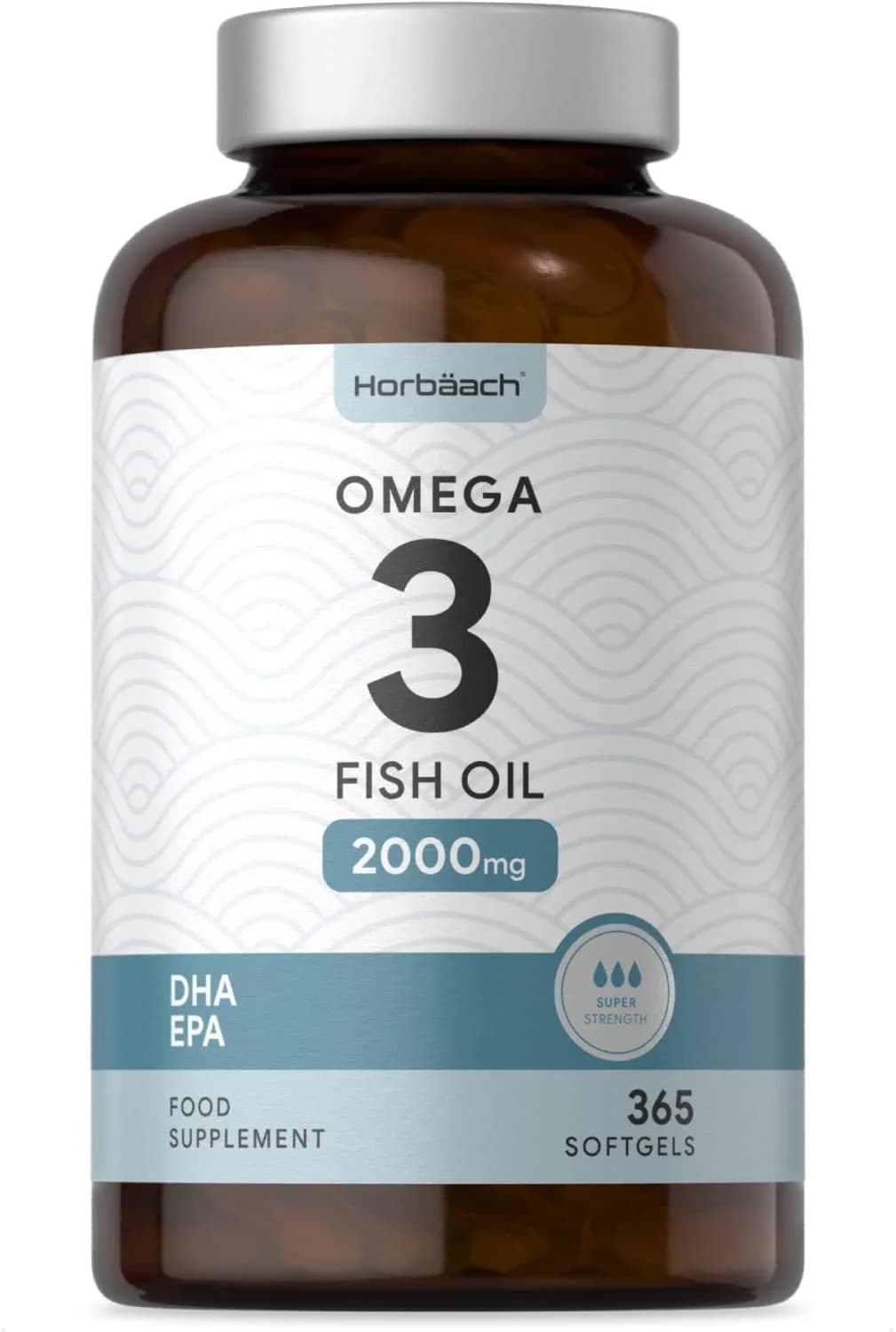 Horbaach Omega 3 Fish Oil 2000mg | 365 Softgel Capsules | Premium Fatty Acids EPA & DHA | Supports Heart, Brain & Eye Health | Non-GMO, Gluten Free Supplement | 1000mg per Tablet أوميجا 3 من زيت السمك 2000 مجم للجرعة لصحة المخ والقلب والعين 365 سوفت جيل