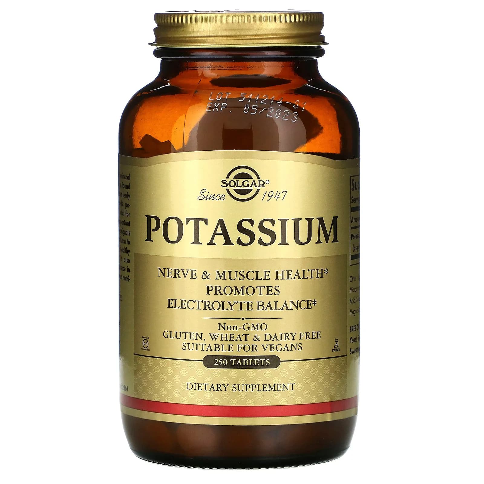Solgar Potassium Gluconate 99 mg, 250 Tablets