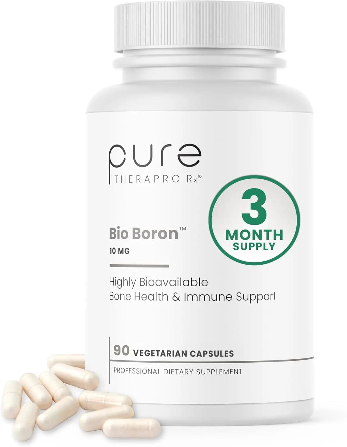 Pure TheraPro Rx Bio Boron 10mg, 3 Months Supply - Bororganic Glycine Boron for Men & Women - Premium Formula for Bone Health, Joint Flexibility, Cardiovascular Function & Immunity Support