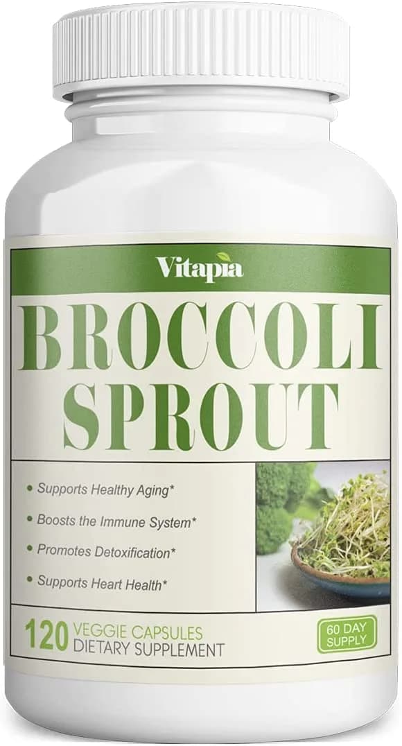 Vitapia Broccoli Sprout 1000mg per Serving - 120 Veggie Capsules - Vegan and Non-GMO - Broccoli Sprout Extract - Supports Healthy Detoxification, Anti-Inflammatory, Antioxidant فيتابيا مستخلص براعم البروكلى 1000 مجم للجرعة ، مضاد للشيخوخة ولصحة الجهاز المناعة ولإزالة السموم 120 كبسولة نباتية