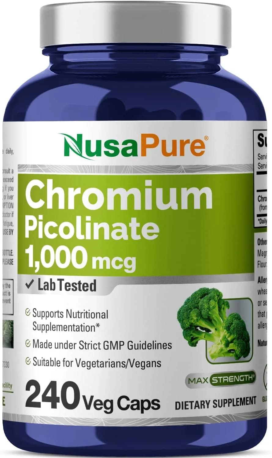 Nusapure Chromium Picolinate, 1000 mcg, 240 Capsules by Nusapure