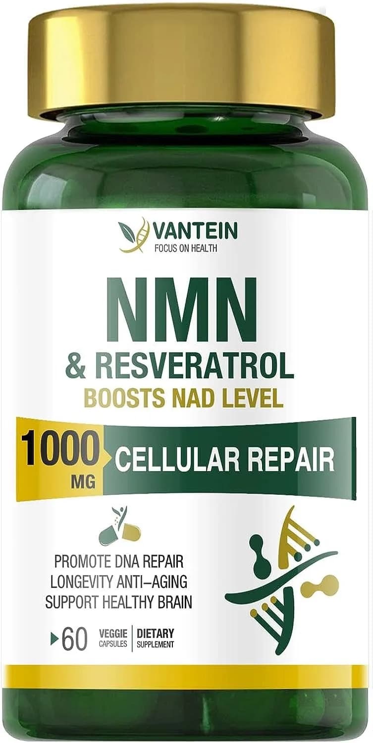 NMN & Resveratrol Supports Anti-Aging Boost NAD, 1000 mg, 60 Capsules by VANTEIN