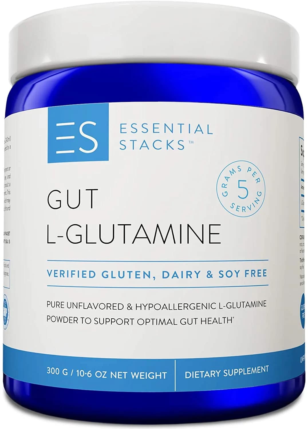 Essential Stacks Gut L-Glutamine Powder Exclusively Made in USA, 60 Servings
