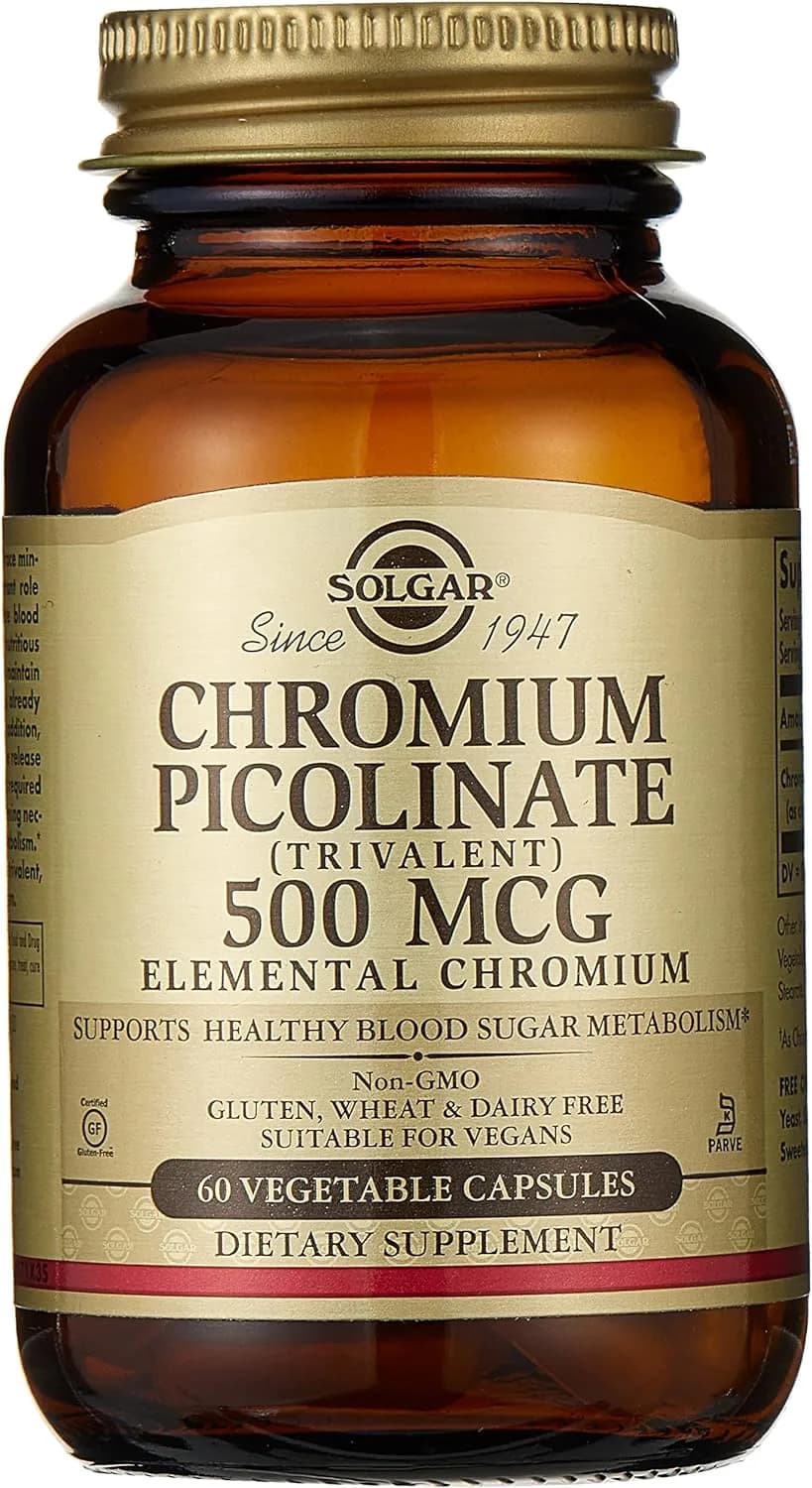 Solgar Chromium Picolinate 500 mcg, 60 Vegetable Capsules