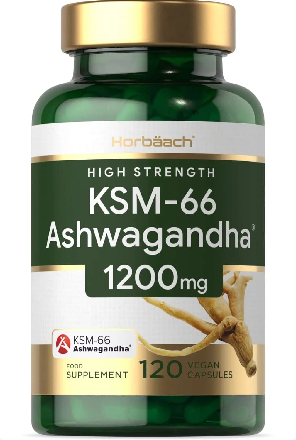 KSM-66 Ashwagandha 1200mg | 120 Vegan Capsules | High Strength Root Extract | Non-GMO, Gluten Free Supplement | No Artificial Preservatives | by Horbaach