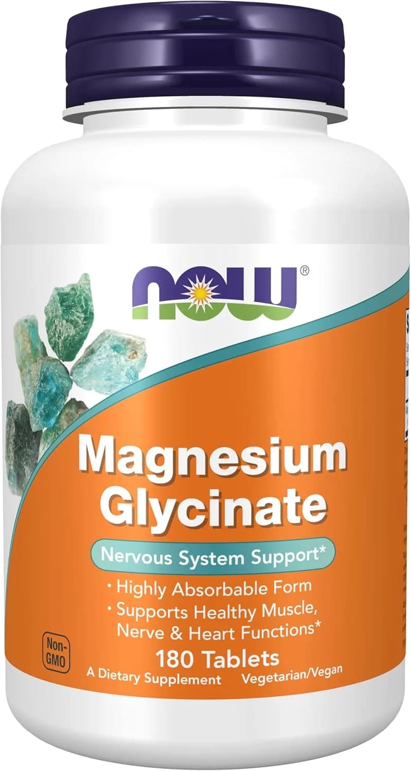 Magnesium Glycinate Supplement High Absorption, 180 Tablets by NOW