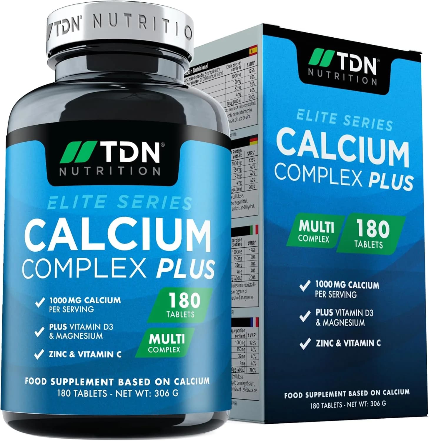Calcium and Vitamin D High Strength Calcium, 1000 mg, 180 Tablets by TDN