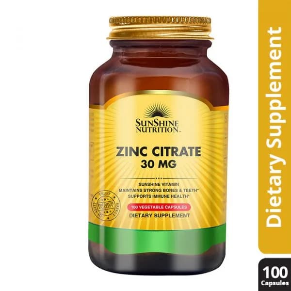 Sunshine Nutrition Zinc Citrate Capsule 100's, 30 mg, 100 Capsules