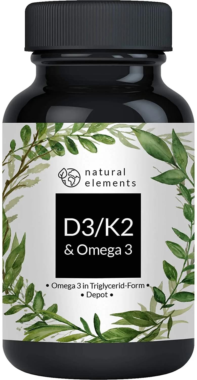 natural elements Natural elements Premium D3+K2+Omega 3 Complex | German Quality, Maximum Absorption | 90 Capsules