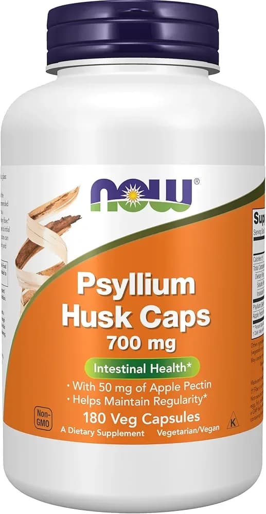 Psyllium Husk Capsules For Intestinal Health, 700 mg, 180 Veg Capsules by NOW