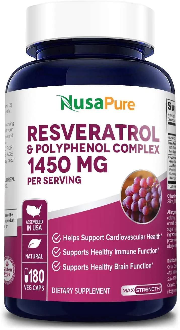 Resveratrol & Polyphenol Complex, 180 Capsules by Nusapure