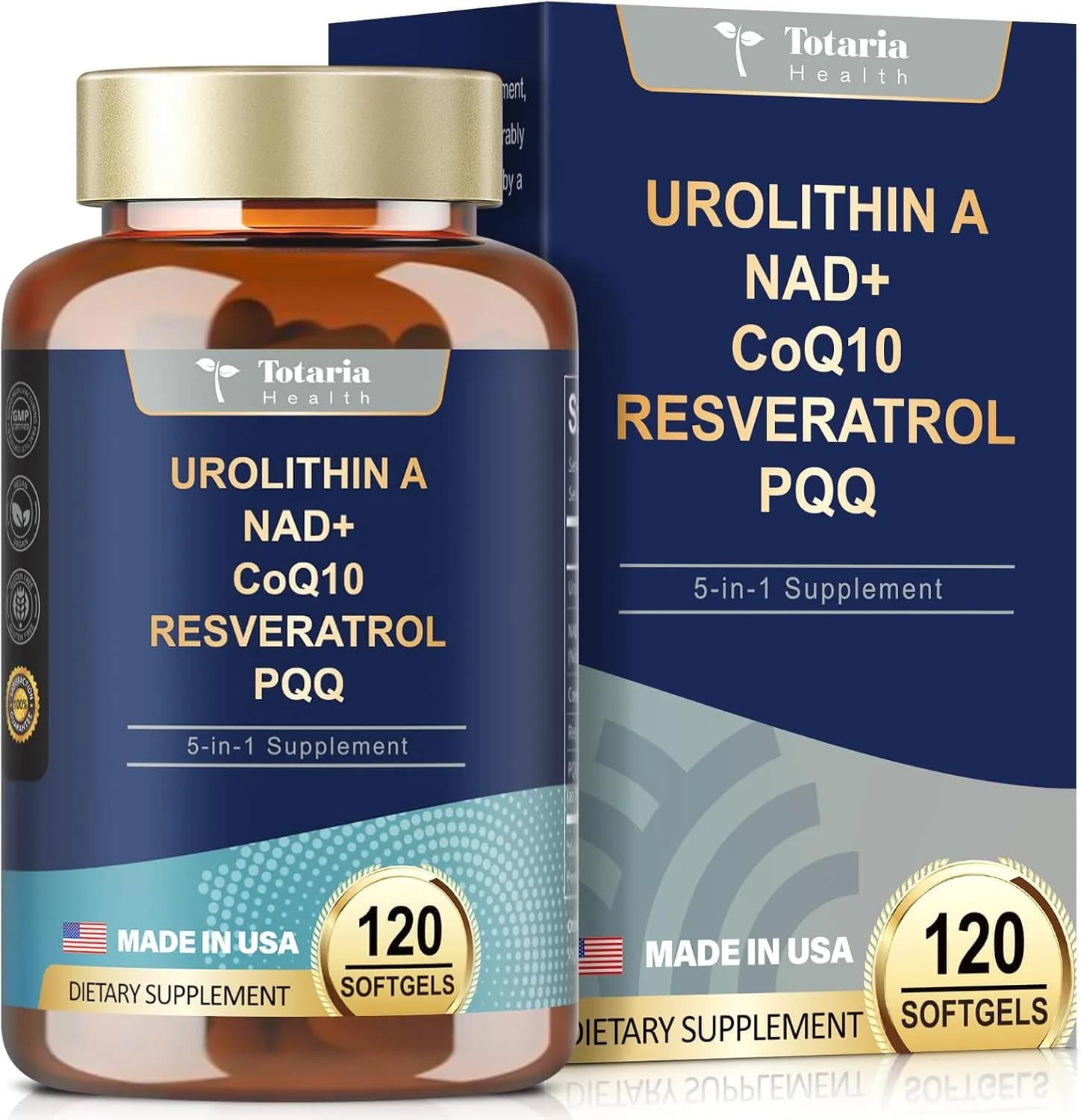 Urolithin A Supplement 1000mg with NAD+,CoQ10,Resveratrol,PQQ | 120 Softgels