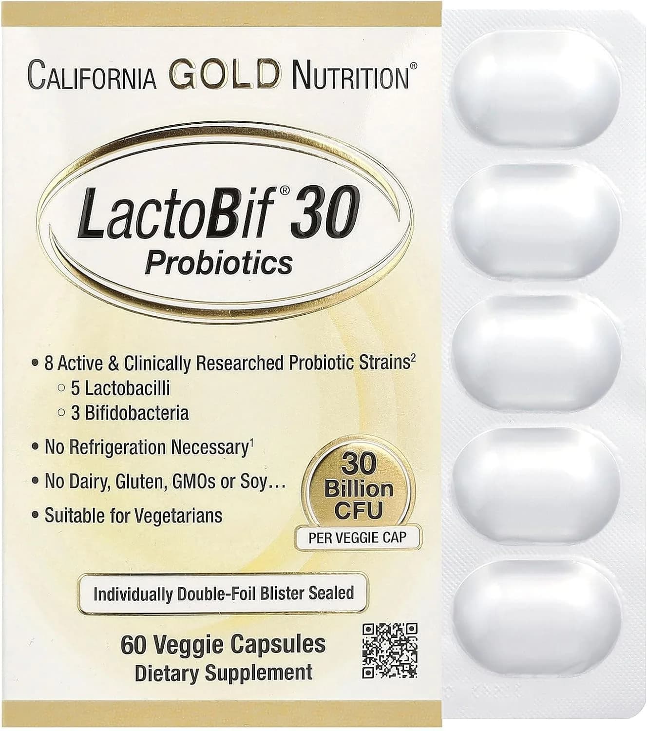 LactoBif®, 30 billion CFU, 60 Veg Capsules by California Gold Nutrition