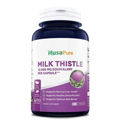 Organic Milk Thistle Extract, 12500 mg, 200 Capsules by Nusapure