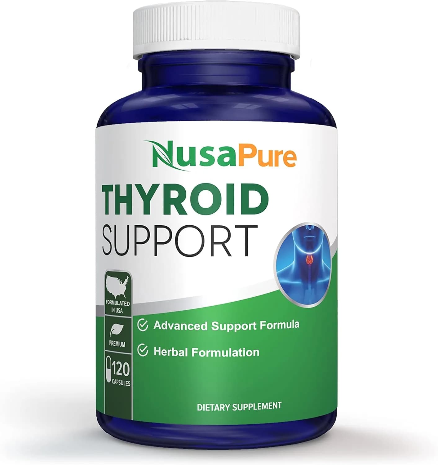 Thyroid Support Supplement with Iodine & Ashwagandha, 120 Capsules by Nusapure