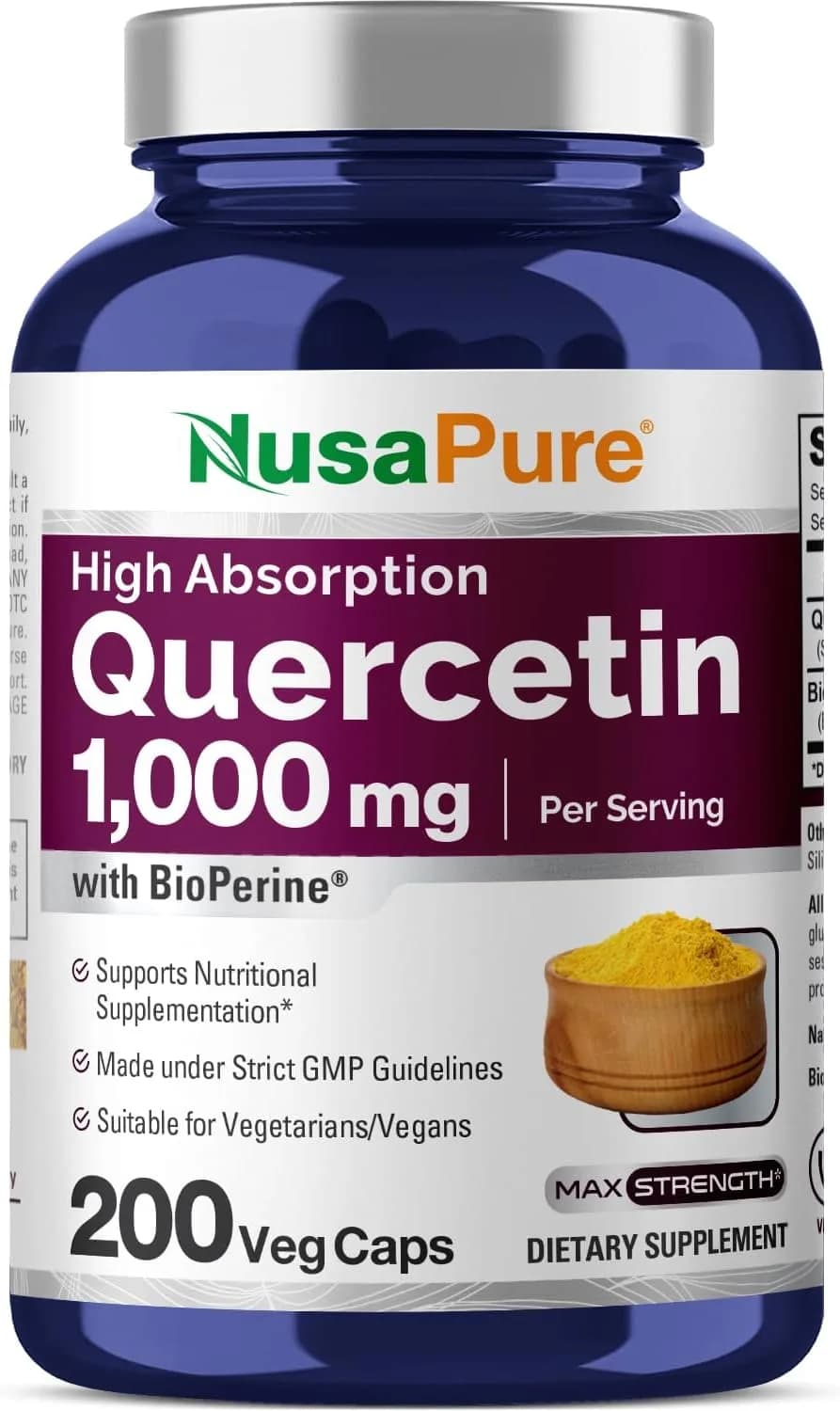 Nusapure Quercetin, 1000 mg, 200 Capsules by Nusapure