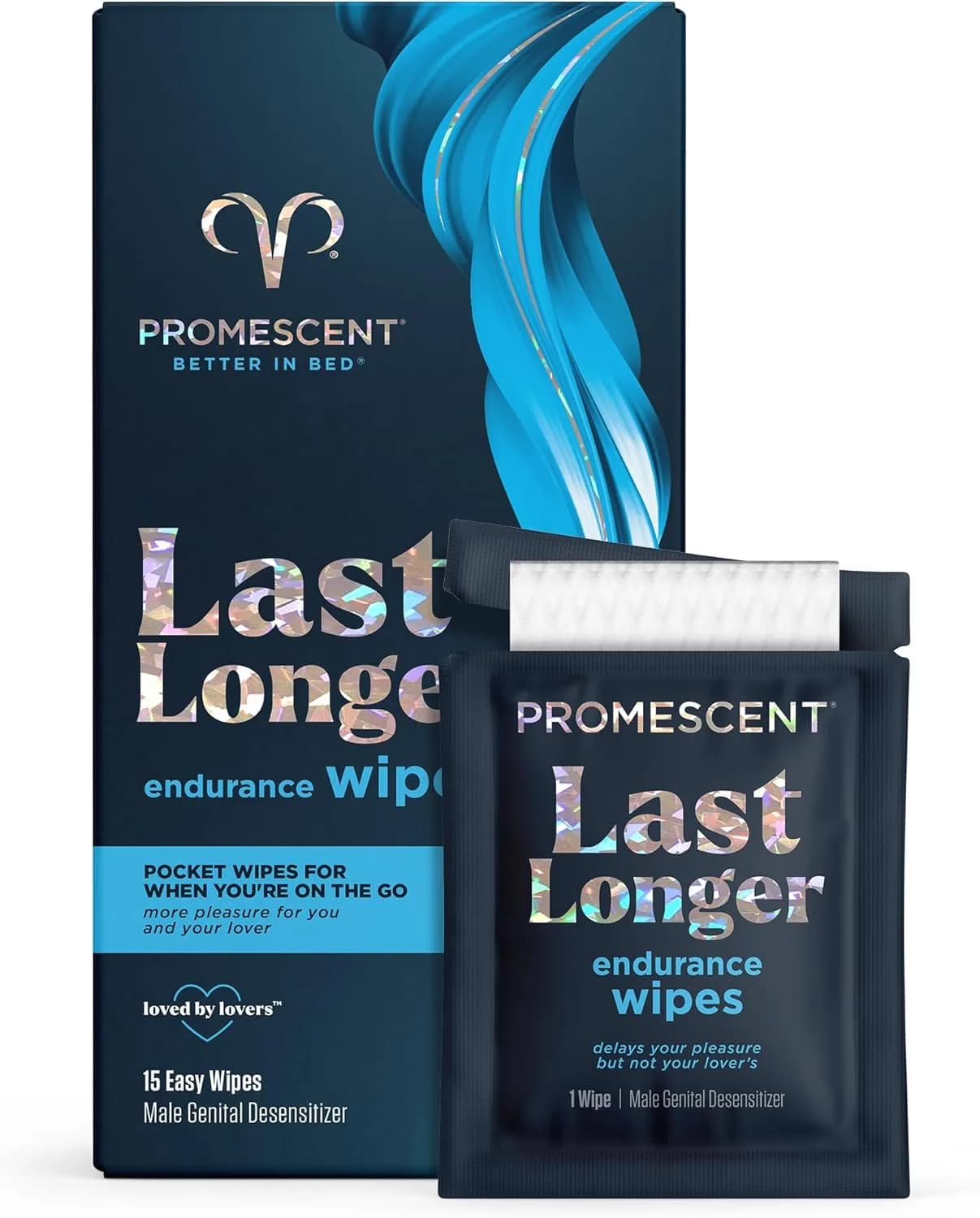 Promescent Professional Wipes | Clinical Strength Formula | 15 Count