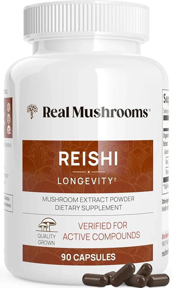 Reishi Capsules Organic Extract Immune & Sleep, 90 Capsules by Real Mushrooms